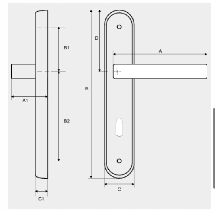 Klamka i szyldy do drzwi łazienkowych PRESTO 72WC