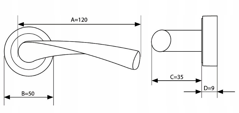 Klamka drzwiowa PRESTO okrągły szyld srebrna nikie