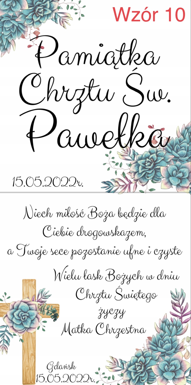 Prezent na chrzest w drewnianym pudełku dedykacja