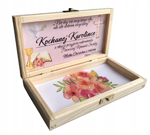 Personalizowane pudełko na banknoty prezent komuni
