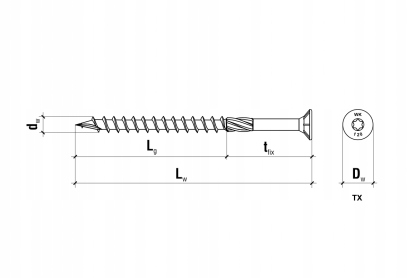 WKRĘTY WKCS 8x240 ŁEB STOŻKOWY TORX Wkręt Met 50x
