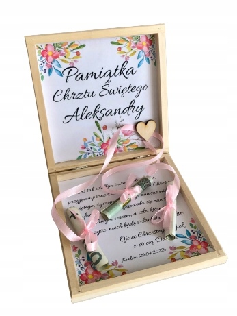Personalizowane drewniane pudełko na Chrzciny