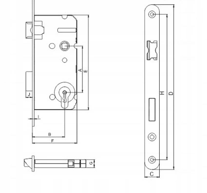 Zamek wpuszczany YETI 72/55 WC PRAWY CZOŁO 235mm