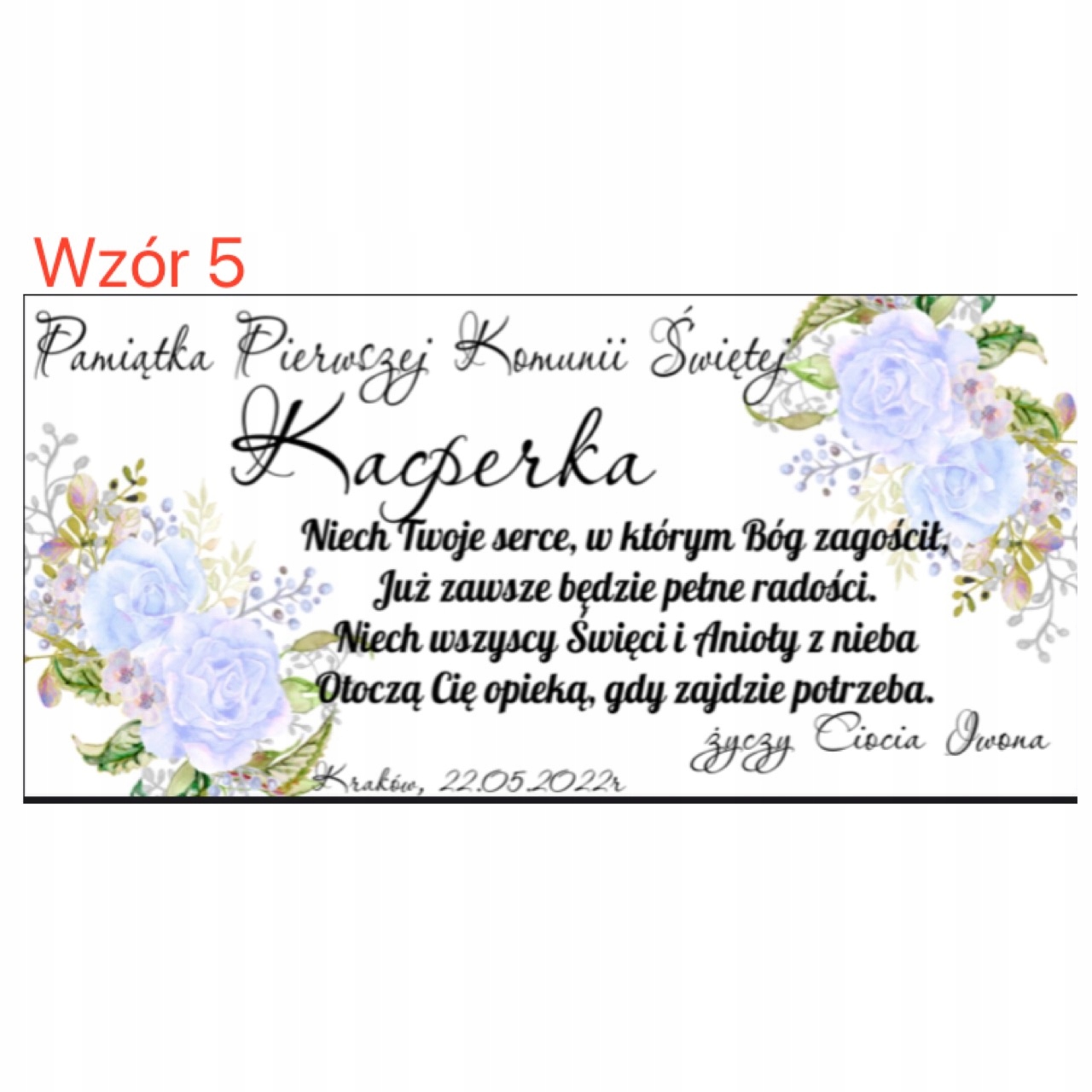 Pamiątka komunii świętej w drewnianym pudełku IMIĘ