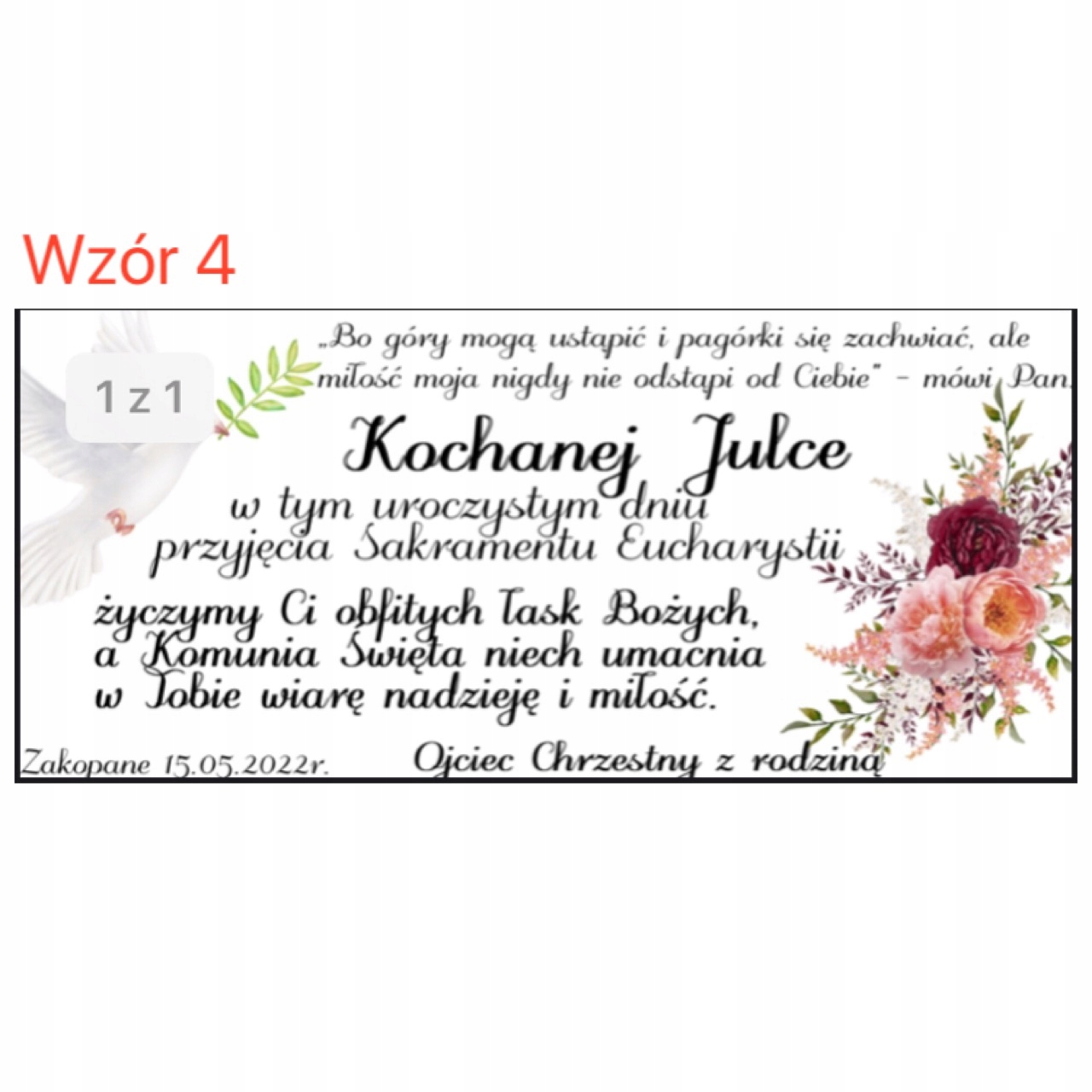 Prezent na komunię pamiątka komunii świętej IMIĘ