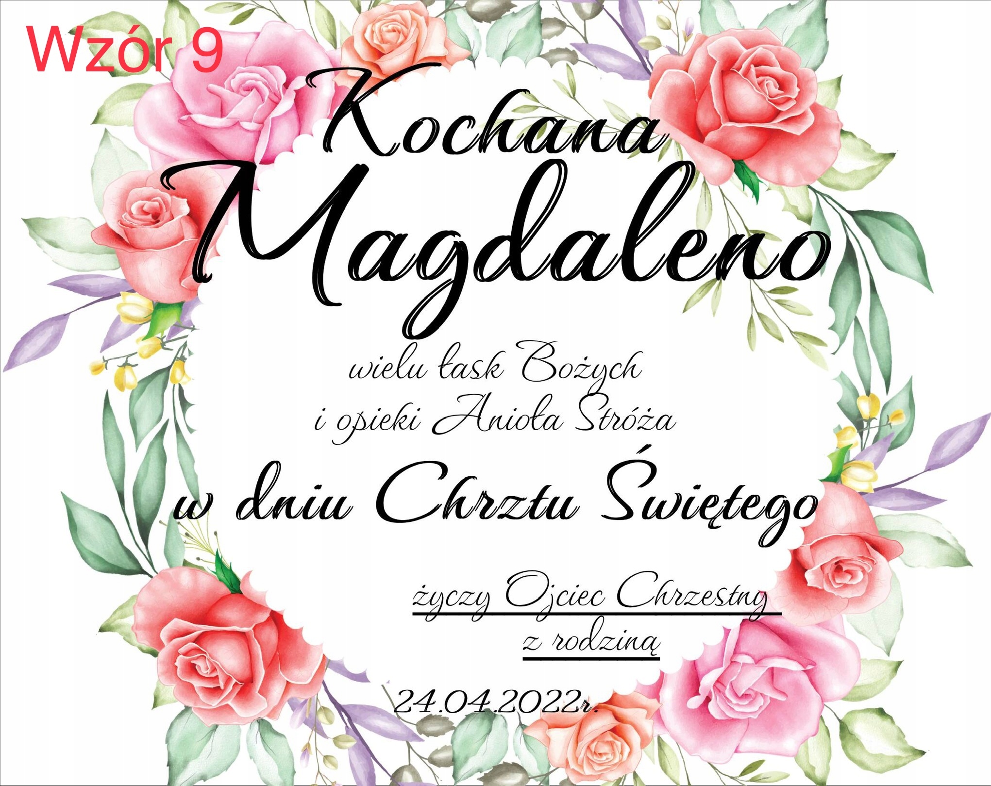 Pamiątka Chrztu Świętego prezent od chrzestnego