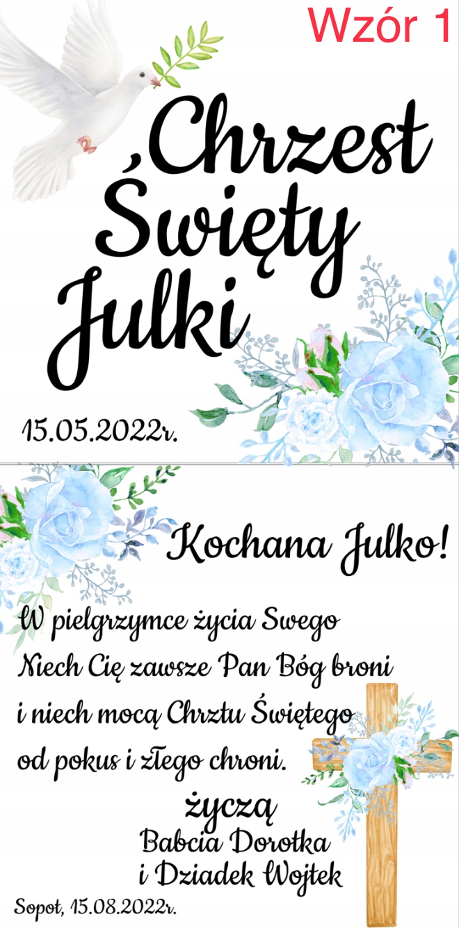 Prezent na chrzest w drewnianym pudełku dedykacja