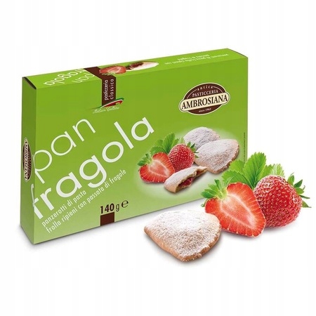 AMBROSIANA kruche ciastka z nadzieniem truskawkowym Lunette alla fragola 140g