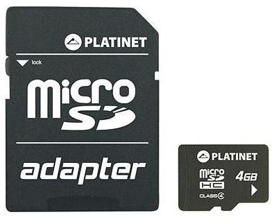 Karta pamięci Platinet microSDHC 4GB z adapterem + czytnik kart
