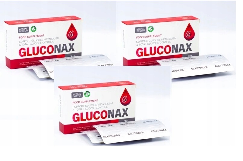 3x Gluconax Premium Kontroluj poziom cukru we krwi 30 kapsułek