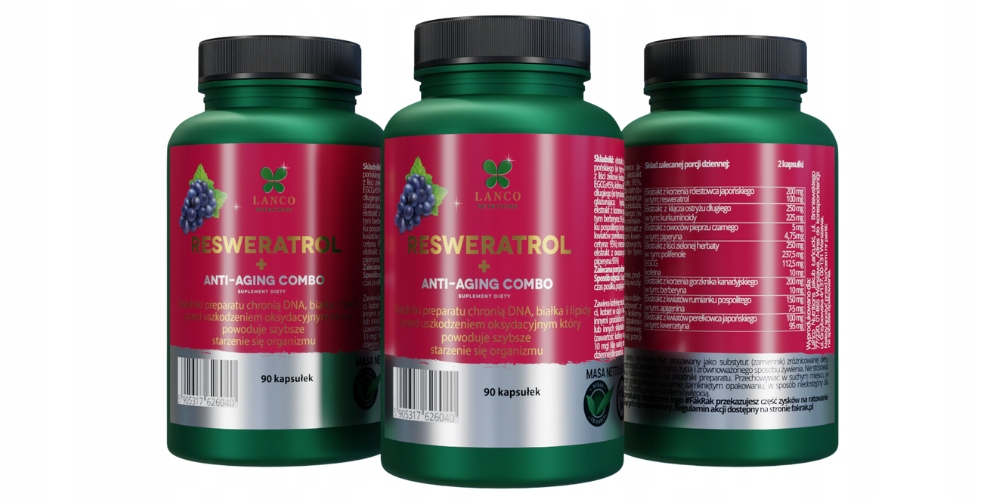 Suplement diety Lanco Nutritions Resweratrol + Anti-Aging Combo 90 kapsułek