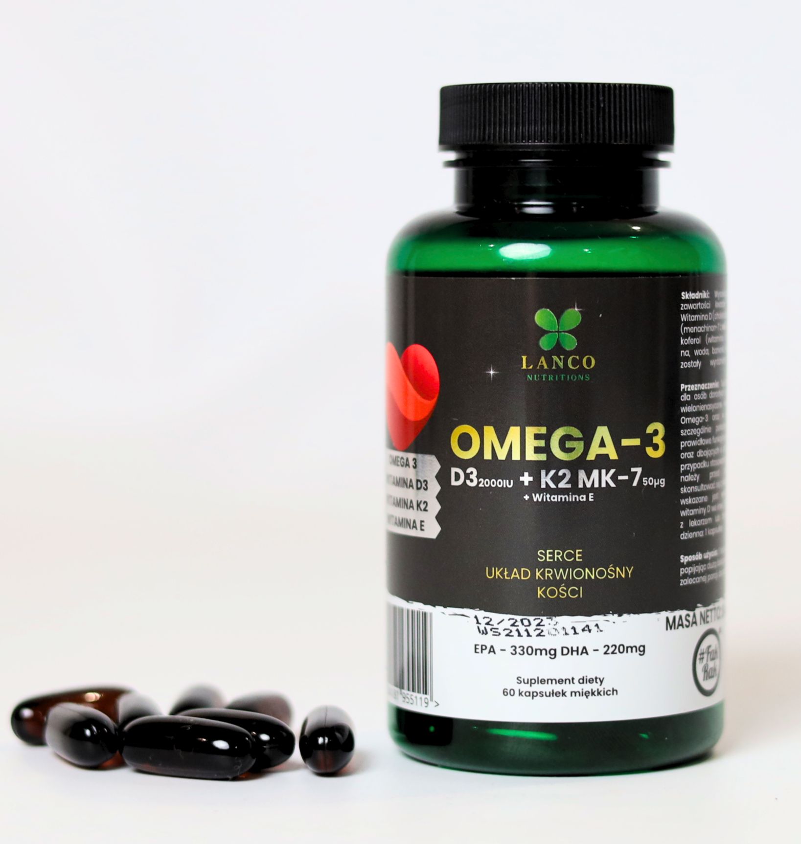 Lanco Nutritions Omega 3 + D3 + K2 kwasy omega-3 kapsułki 60 szt.