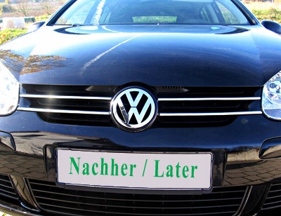 VW GOLF V Mk5 - Listwy CHROM GRILL atrapa Tuning