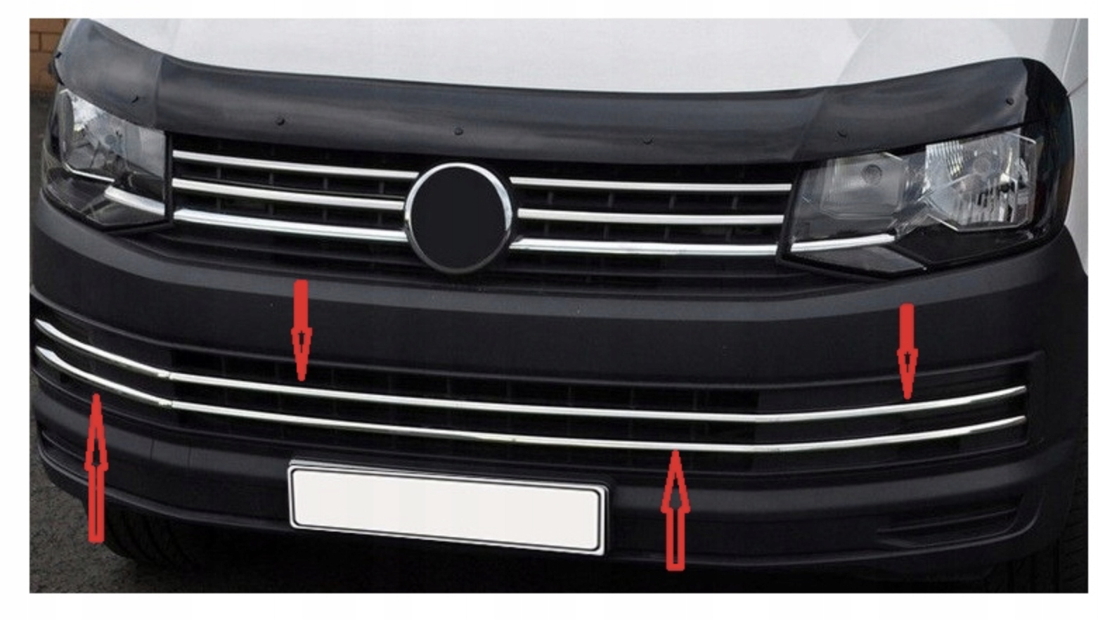 VW Caravelle T6 Listwy CHROM Grill zderzak Atrapa