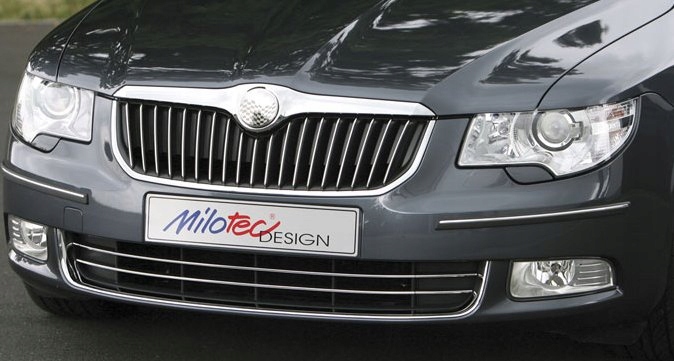 SKODA SUPERB II - Listwy CHROM GRILL atrapa Tuning