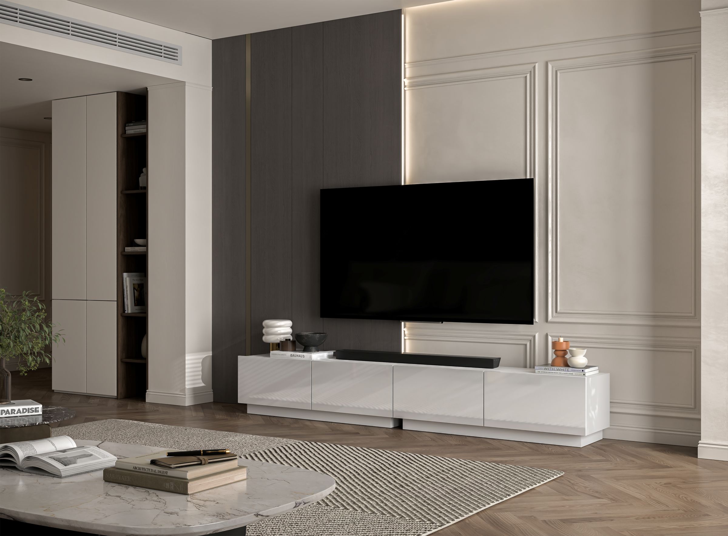 Zestaw szafek RTV ENJOY Biały Połysk 240 cm