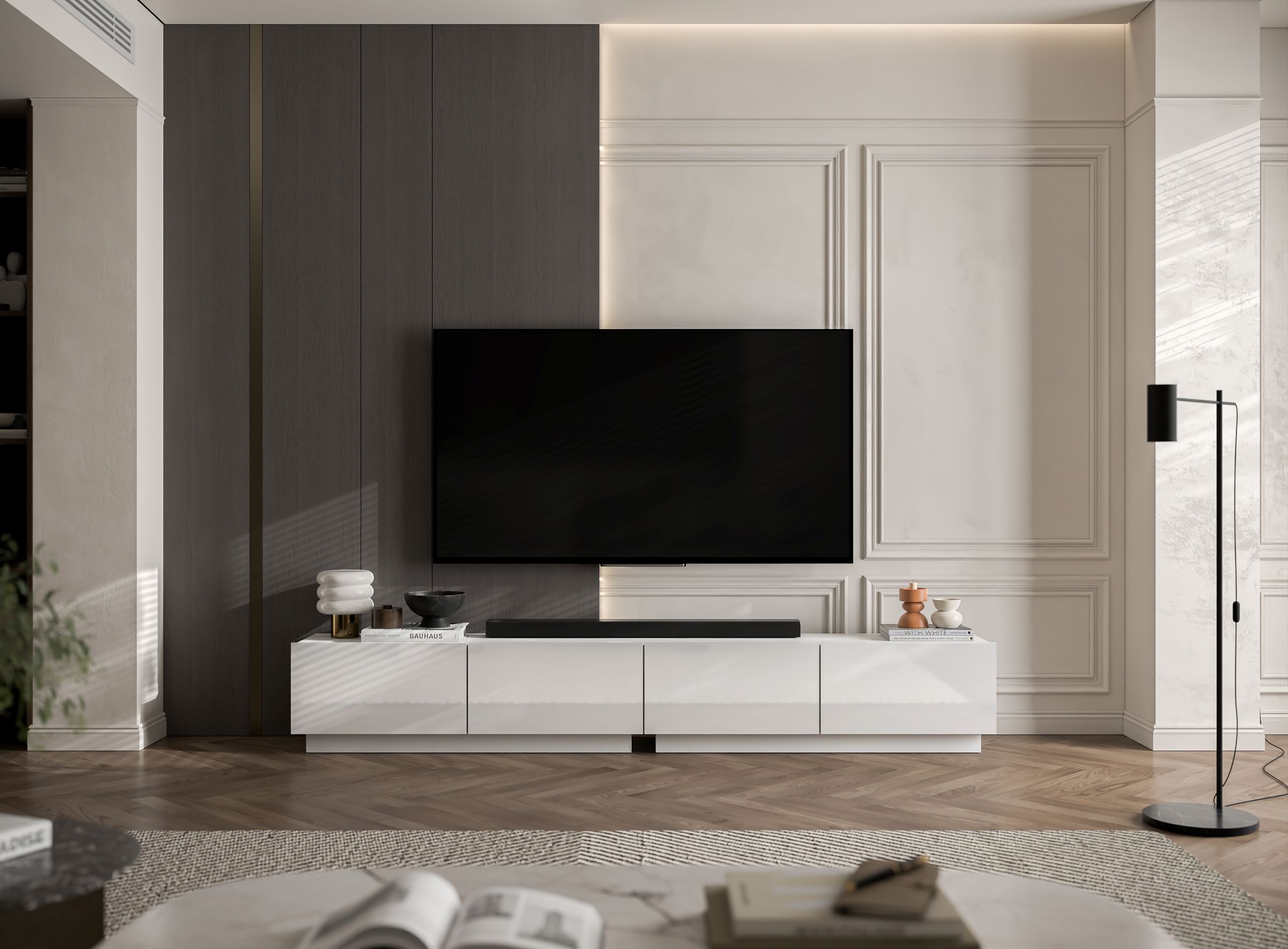Zestaw szafek RTV ENJOY Biały Połysk 240 cm