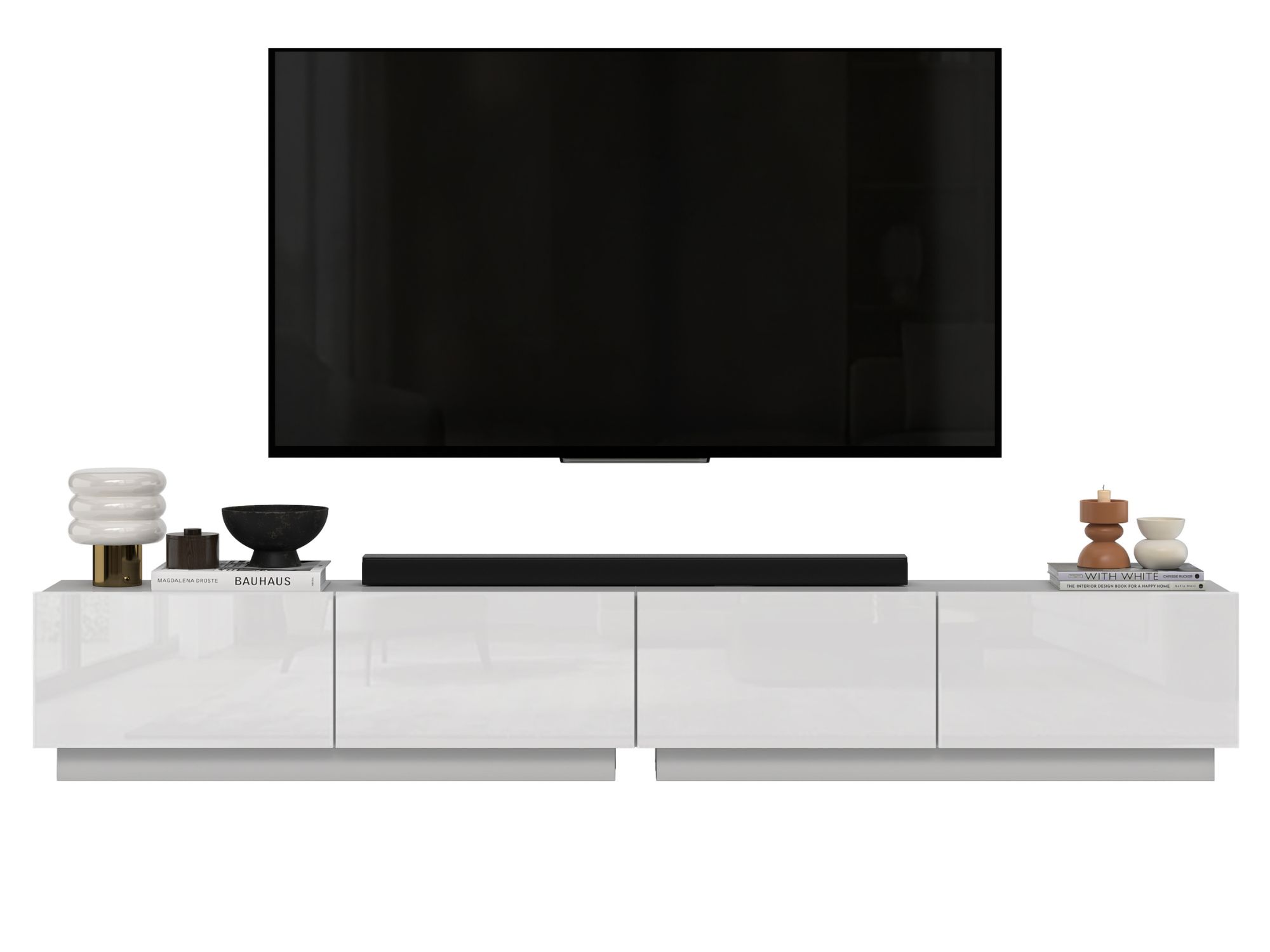 Zestaw szafek RTV ENJOY Biały Połysk 240 cm