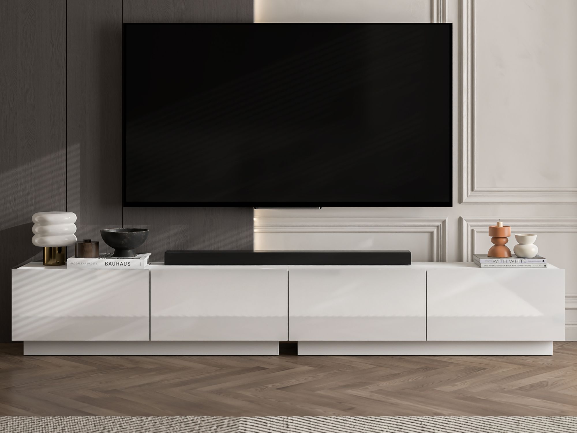 Zestaw szafek RTV ENJOY Biały Połysk 240 cm