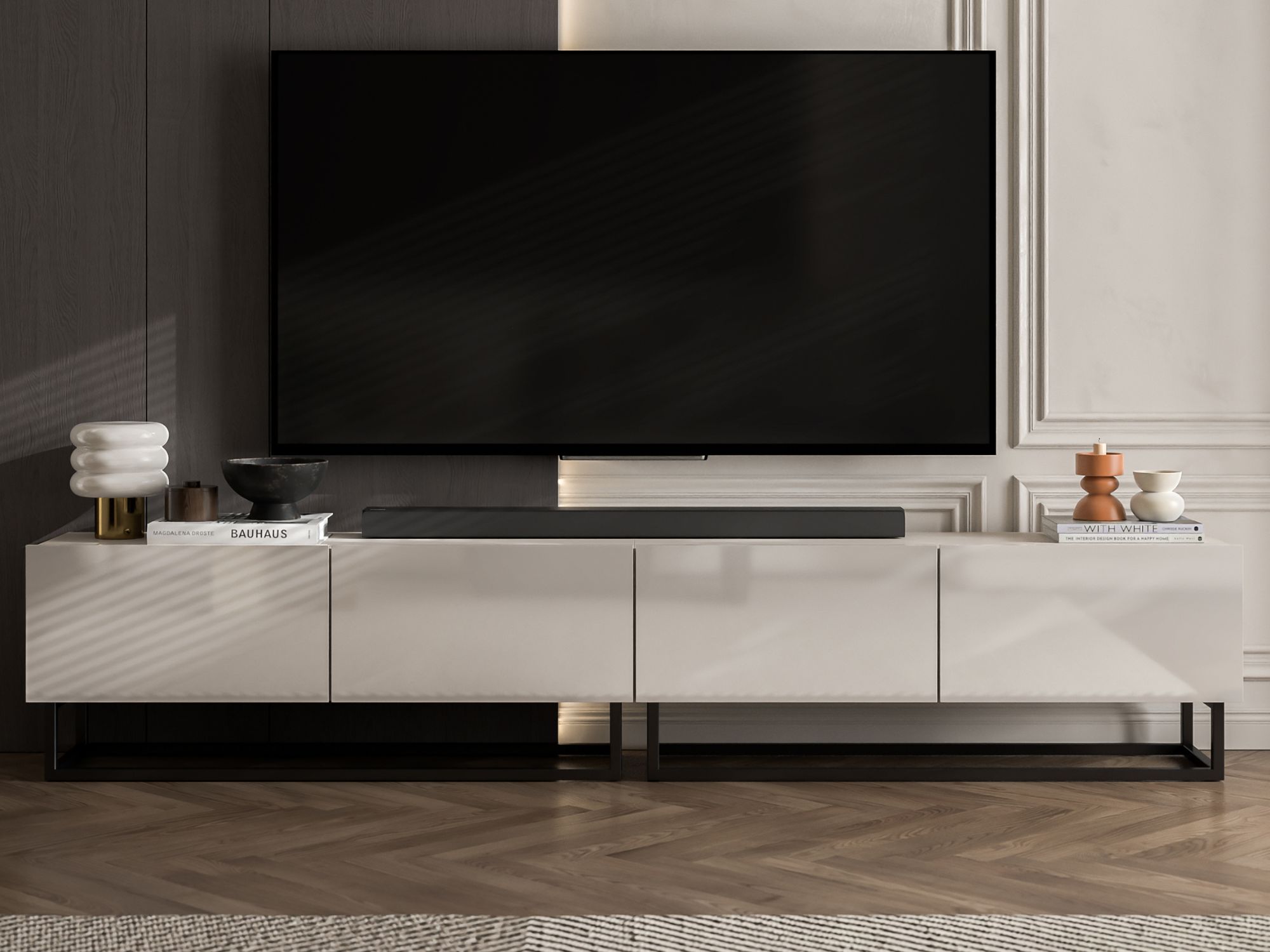 Zestaw stojących szafek RTV ENJOY Kaszmir Połysk 240 cm