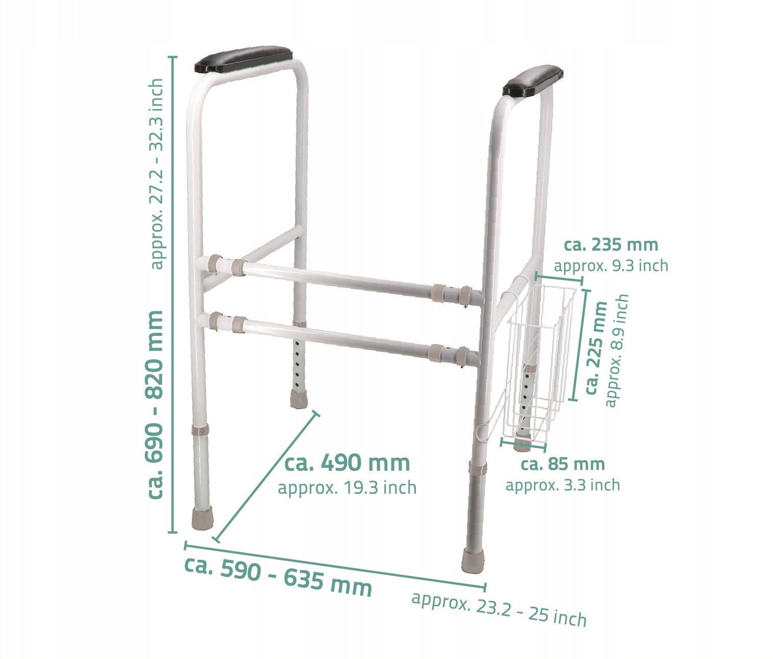 Uchwyt do sedesu 4 NOGI Poręcze do WC dla seniora Stabilna ruchoma RIDDER