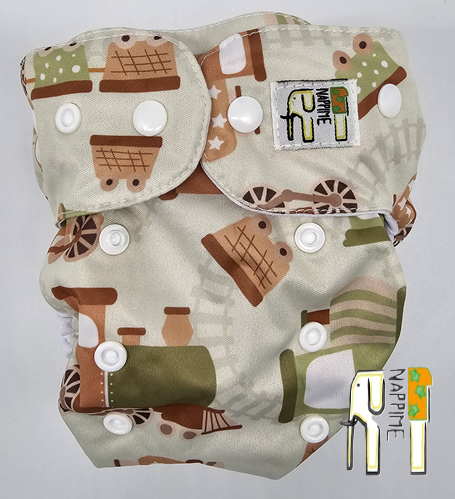 Pieluszka Wielorazowa KIESZONKA BAMBUS POCIĄGI ZIELONE Pieluszki NappiMe