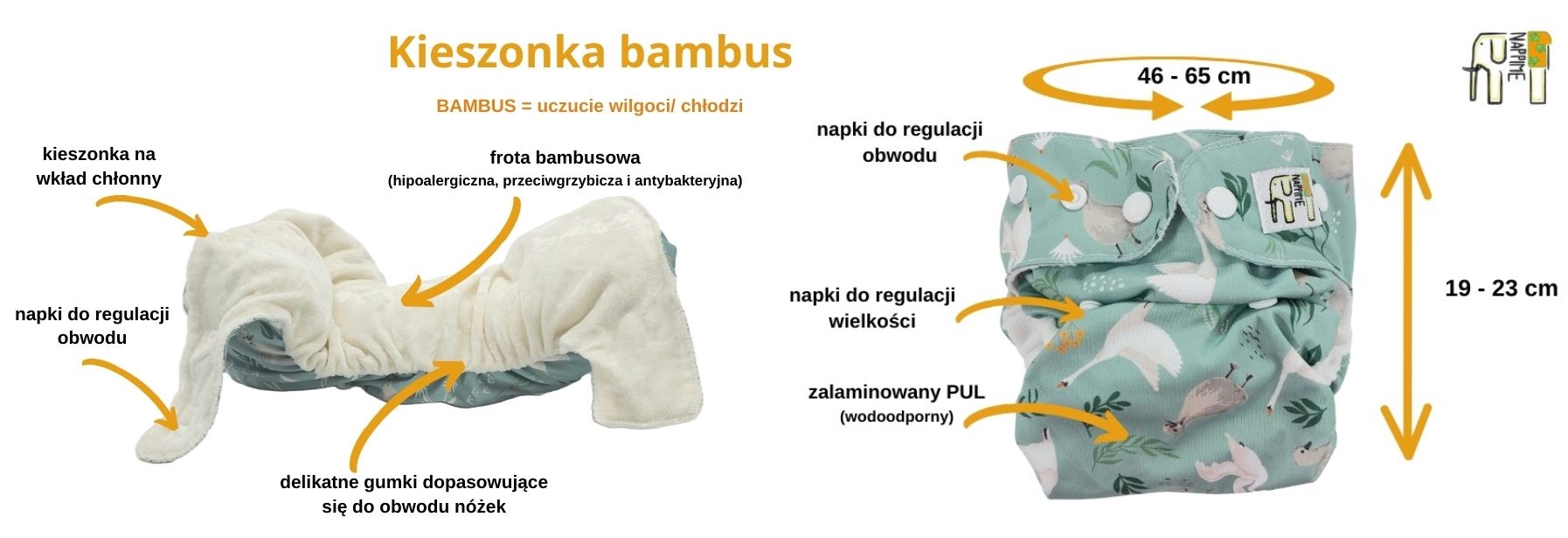 Pieluszka Wielorazowa KIESZONKA BAMBUS SAMOCHODY Pieluszki NappiMe