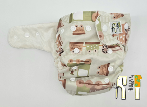 Pieluszka Wielorazowa KIESZONKA BAMBUS POCIĄGI ZIELONE Pieluszki NappiMe