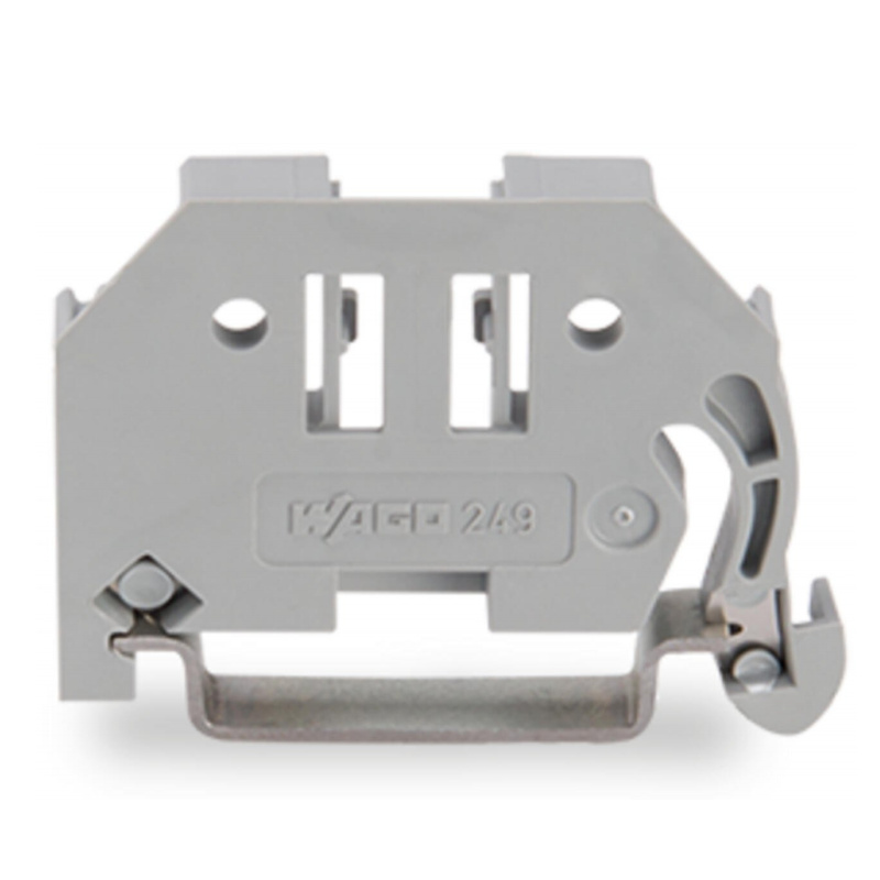 Wago 249-116 Screwless end stop; 6 mm wide; for DIN-rail 35 x 15 and 35 x 7.5; gray — Reihenklemmen / Klemmleisten