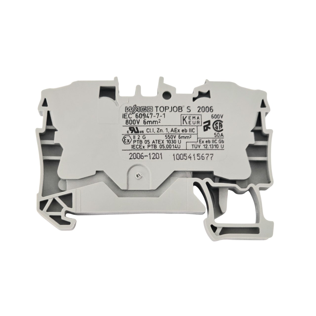 Wago 2006-1201 TOPJOB®S feedthrough terminal block; rail mount; 2-conductor; 7.5 mm wide; gray — Terminal Blocks