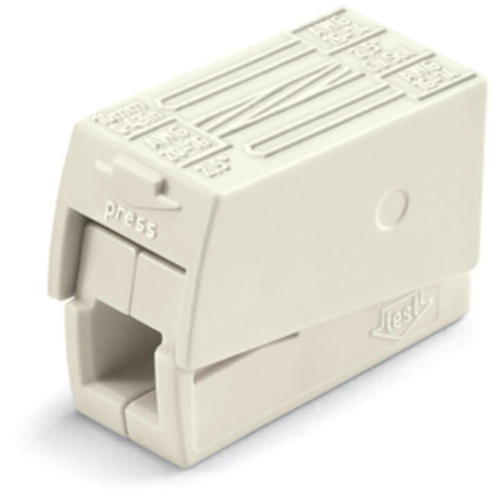Wago 224-112 Fixture connector; 1-pole (1x solid to 2x solid, stranded, or fine-stranded); white — Connectors & Plugs