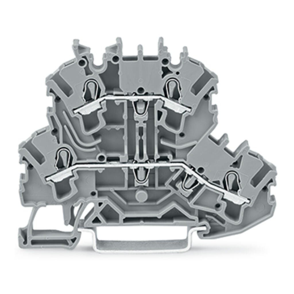 Wago 2002-2201 TOPJOB®S double-deck terminal block; through/through (L/L); rail mount; 2-conductor; 5.2 mm wide; gray — Terminal Blocks