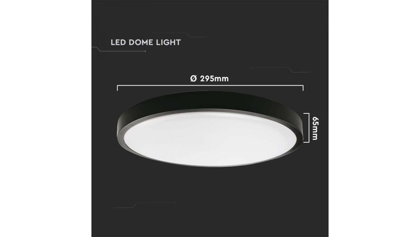 Plafoniera LED 24W 2400lm 4000K IP44 Okrągła fi295 Mleczny Czarna Ramka z mikrofalowym czujnikiem ruchu 7670