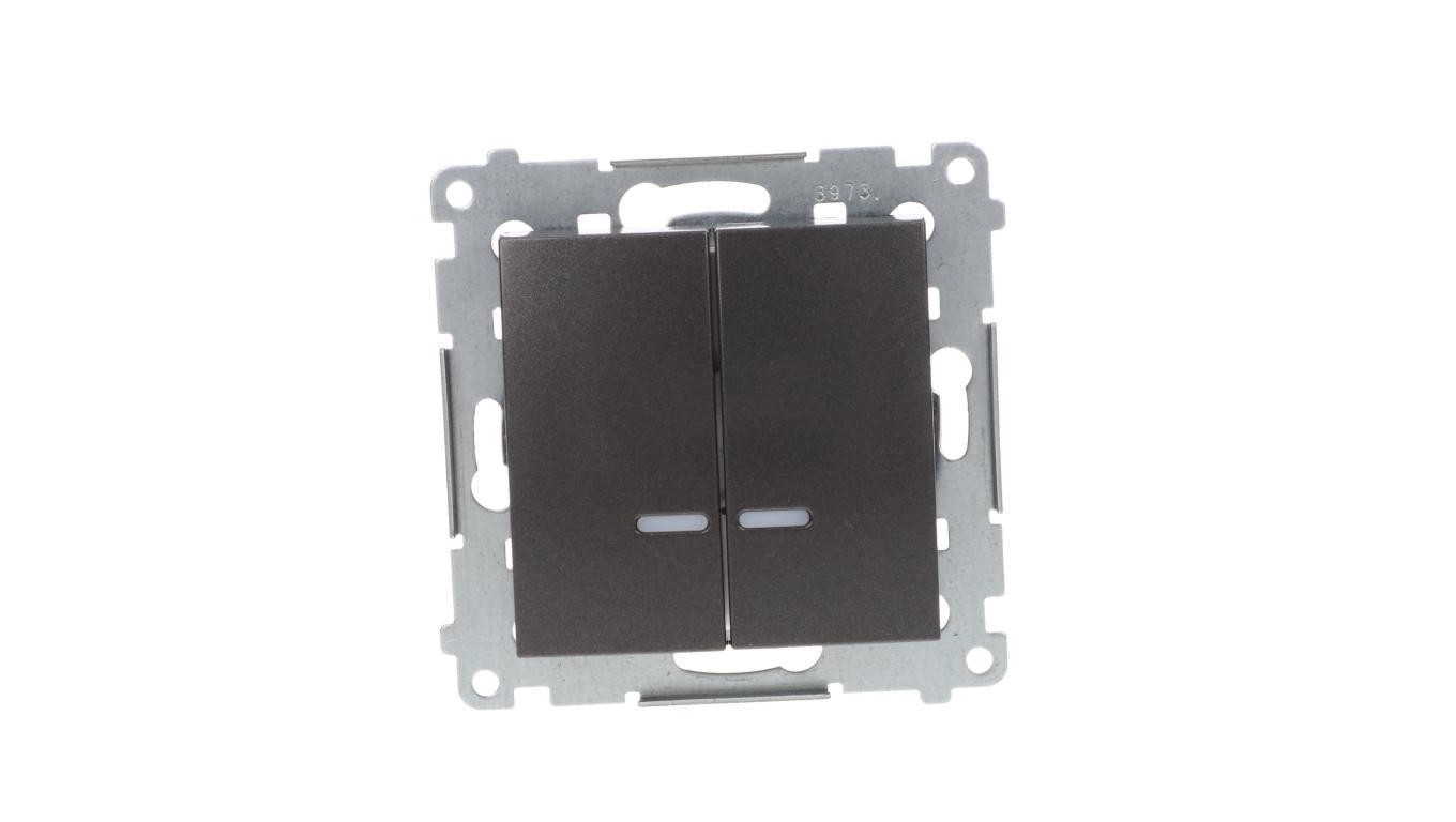 Simon 54 Łącznik bryzgoszczelny świecznikowy IP44 z podświetleniem, szybkozłącza, antracyt DW5BL.01/48