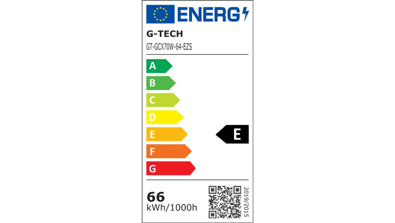 G-TECH Naświetlacz LED 70W, 5600lm AC220-240V, 50/60 Hz, PF0,9, RA80, IP65, 120, 6400K, czarny