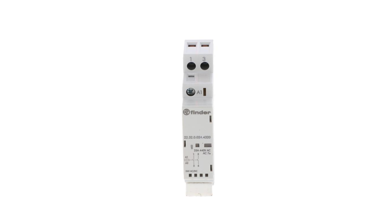 Stycznik modułowy 2Z 25A 24V AC/DC, wskaźnik zadziałania + LED, 17,5mm 22.32.0.024.4320