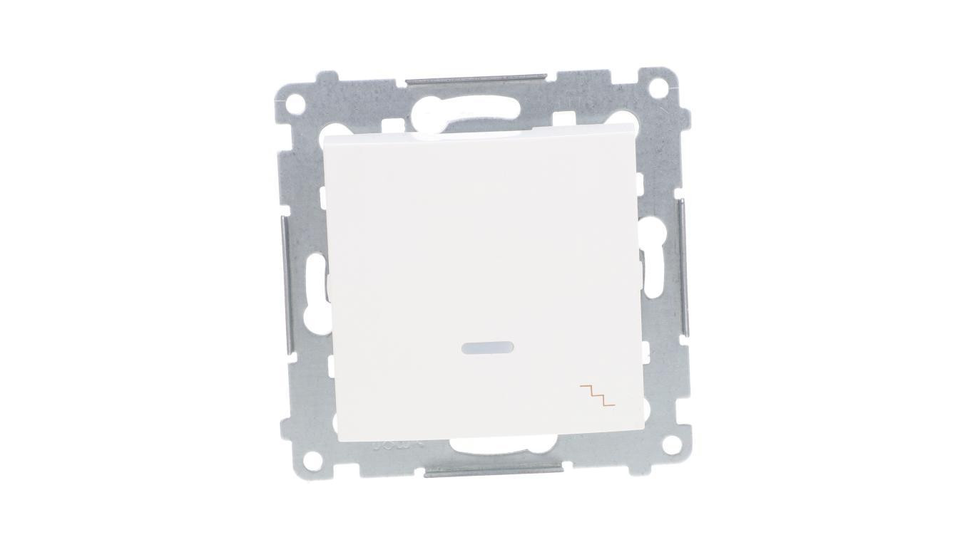 Simon 54 Łącznik schodowy z podświetleniem, szybkozłącza, biały IP20 DW6L.01/11