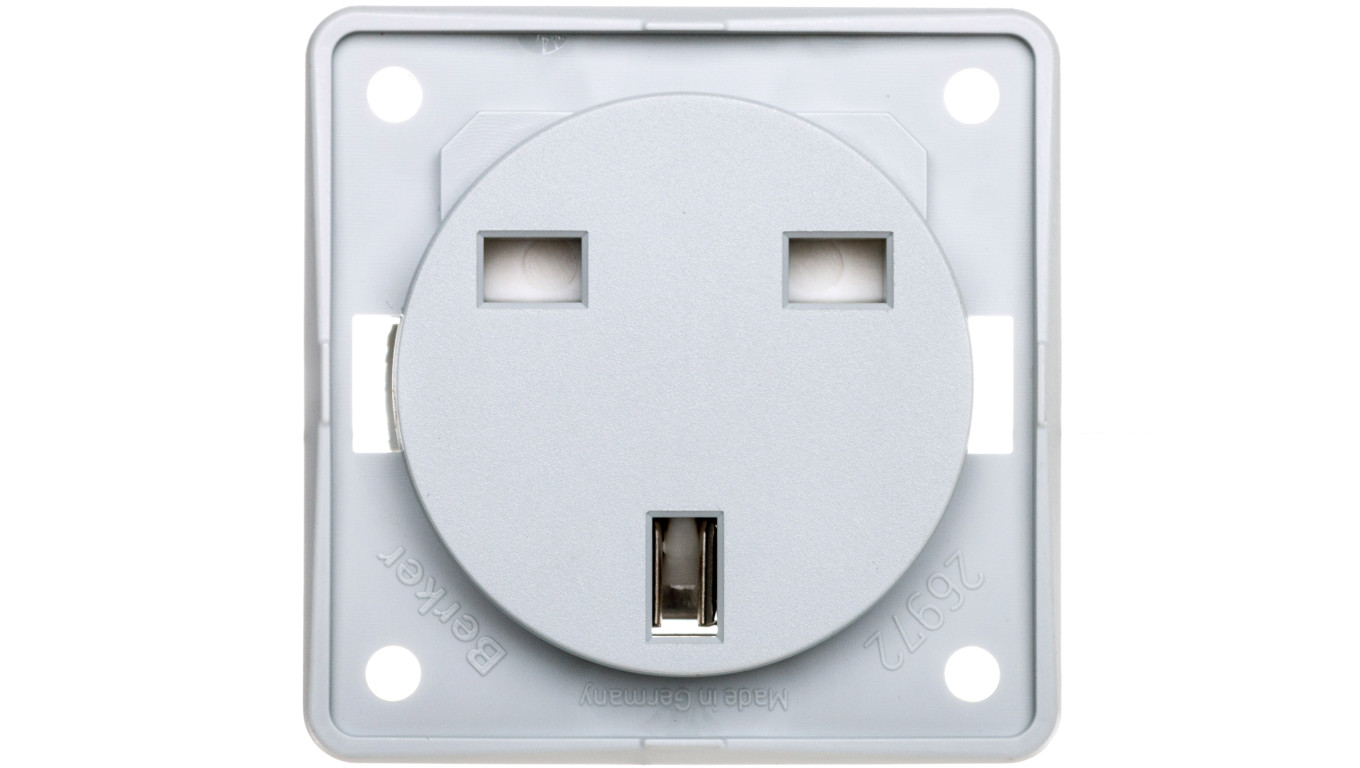 Integro Flow Gniazdo pojedyncze z/u 16A standard brytyjski jasnoszare 0962622506