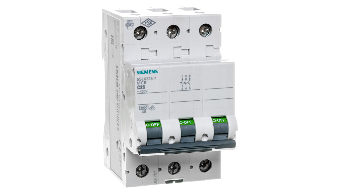 Wyłącznik nadprądowy 3P C 25A 6kA AC 5SL6325-7