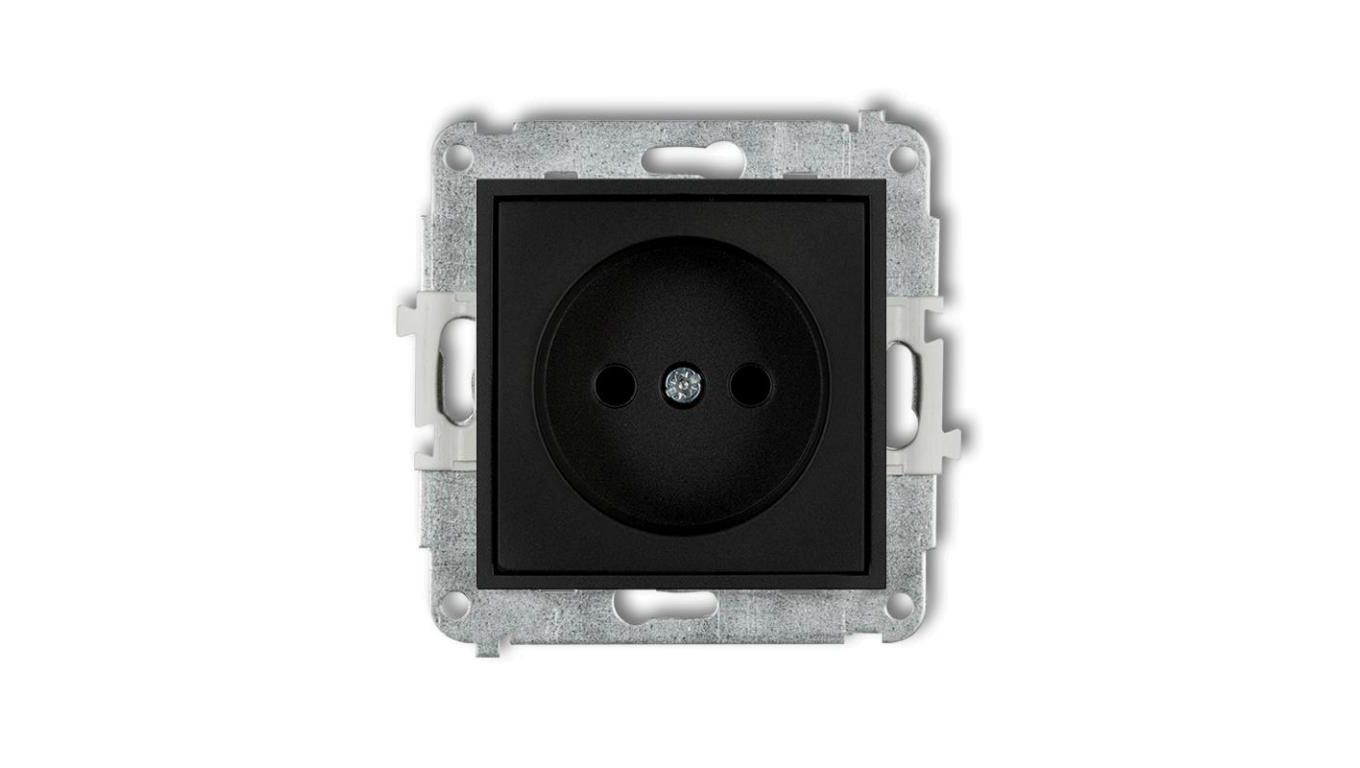 MINI Gniazdo pojedyncze b/u z przesłonami czarny mat 12MGP-1p