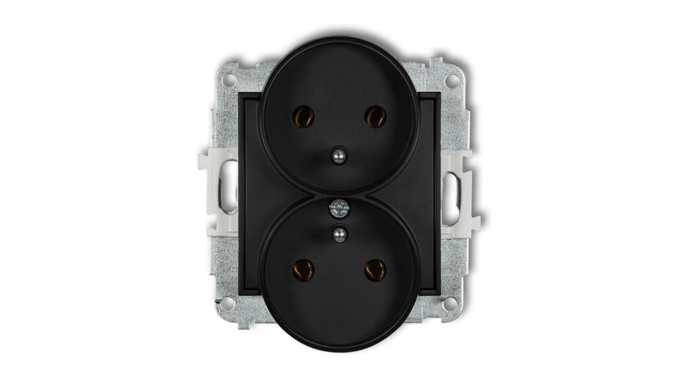 MINI Gniazdo podwójne z/u czarny mat 12MGPR-2z
