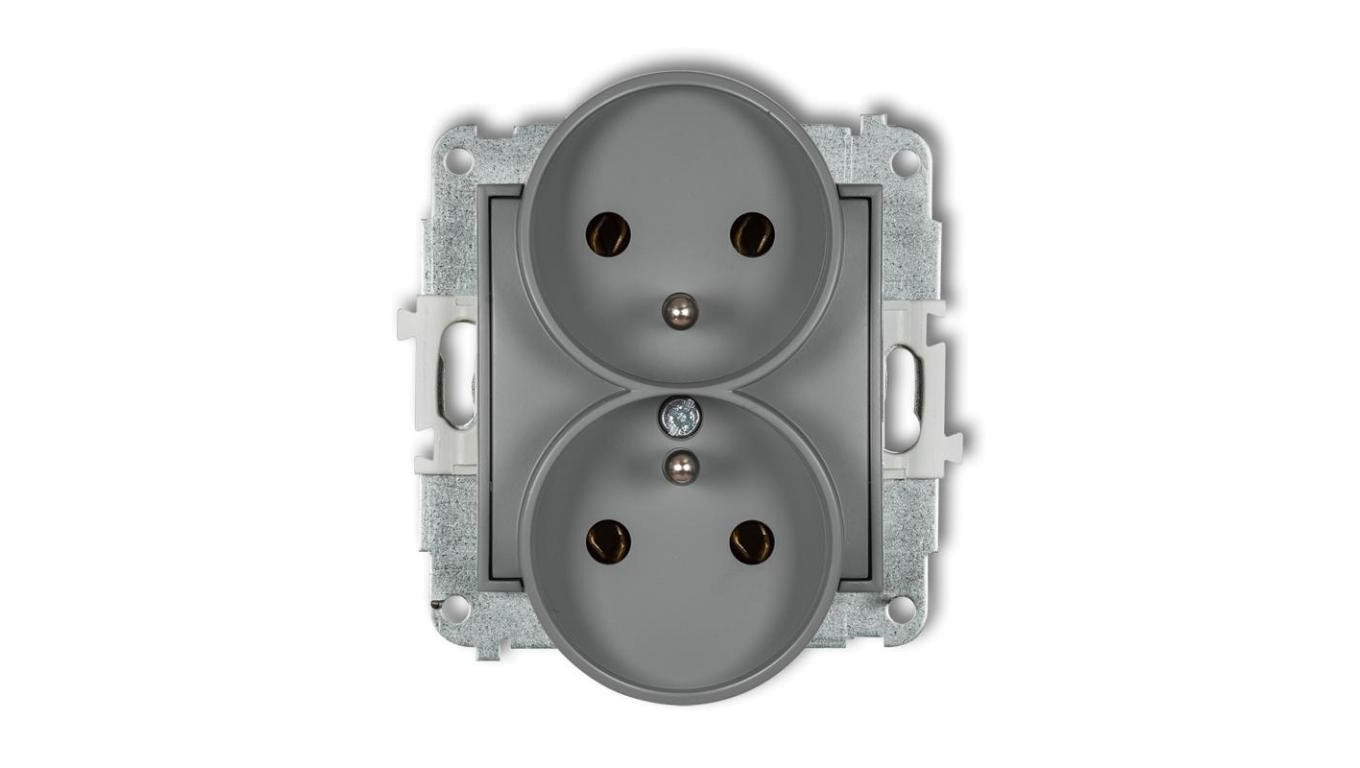 MINI Gniazdo podwójne z/u szary mat 27MGPR-2z