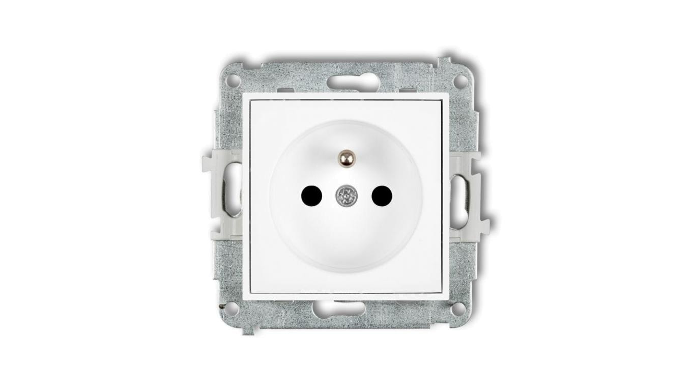 MINI Mechanizm gniazda pojedynczego z uziemieniem 2P+Z (przesłony torów prądowych) biały mat 25MGP-1zp