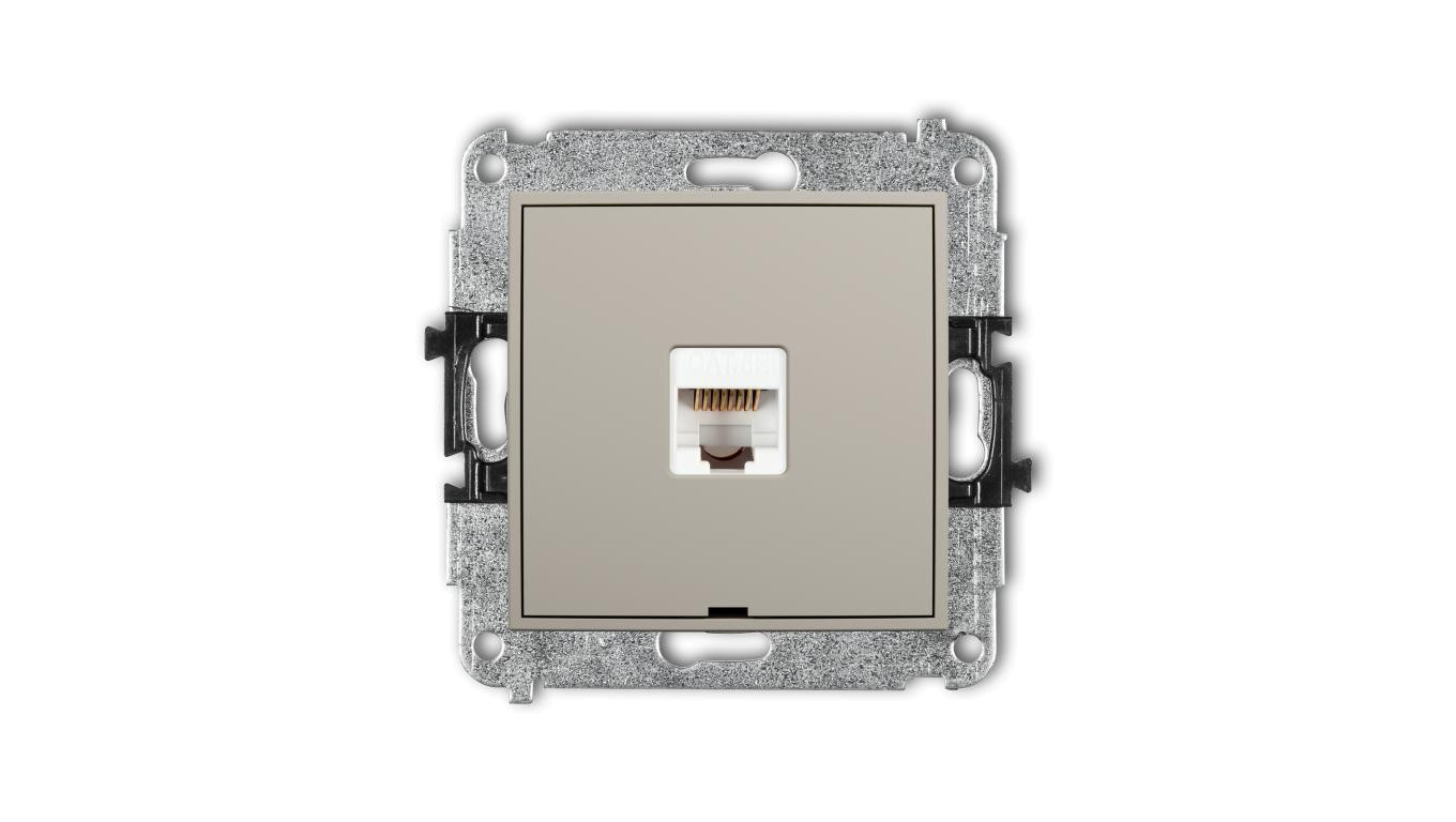 MINI Mechanizm gniazda komputerowego pojedynczego 1xRJ45, kat. 5e, 8-stykowy, bez pola opisowego taupe 60MGKBO-1