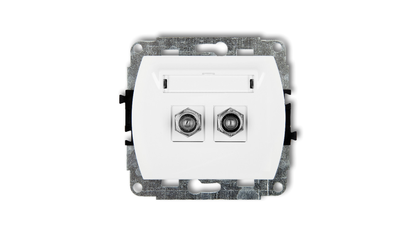 TREND Gniazdo antenowe podwójnego typu F (SAT) niklowany biały GF-2