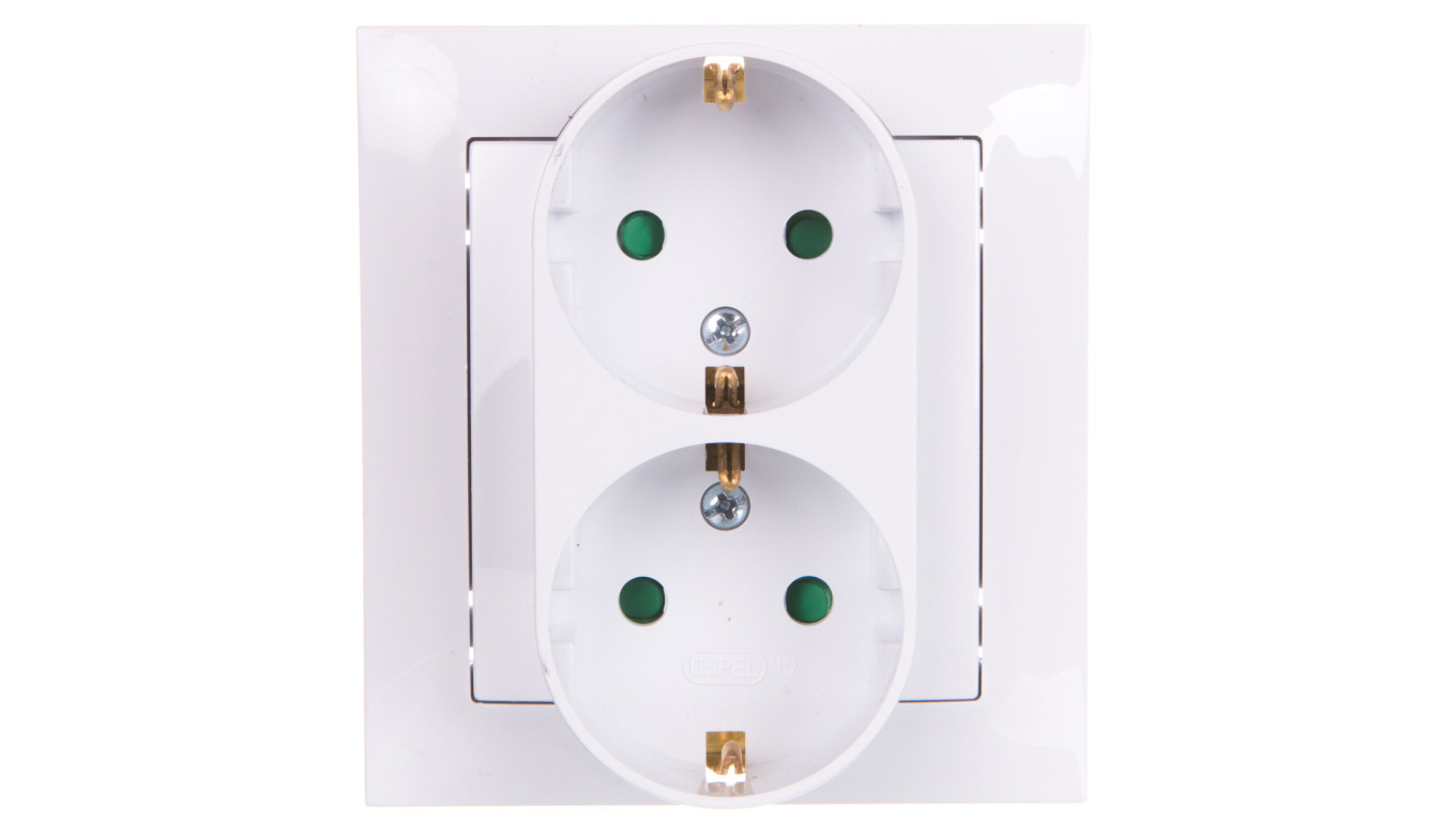 IMPRESJA Gniazdo podwójne z/u Schuko z przesłonami białe GP-2YSP/00