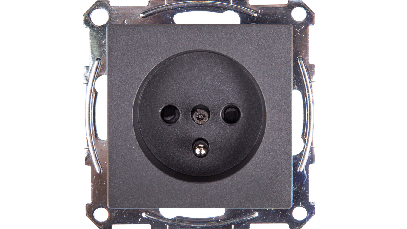 Merten System M Gniazdo pojedyncze z/u 16A IP20 z przesłonami antracyt MTN2600-0414