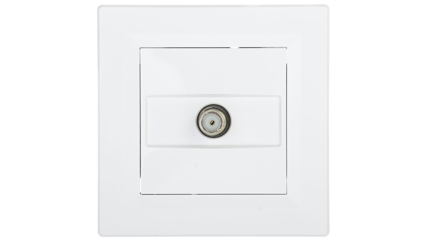 Gniazdo antenowe Asfora SAT końcowe 1dB białe z ramką EPH3700121