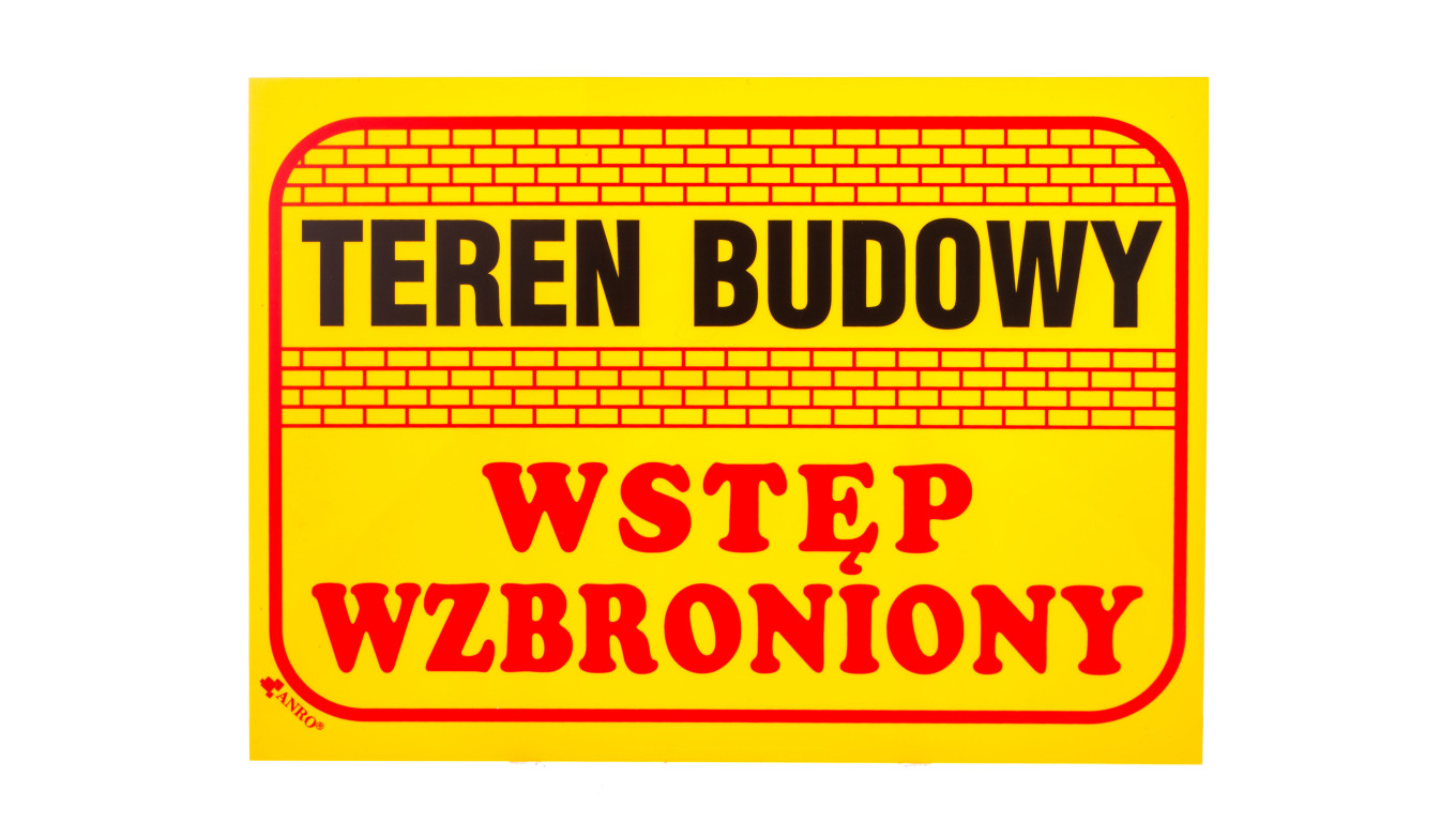Tabliczka ostrzegawcza PCV /Teren budowy wstęp wzbroniony 350x250/ B16/L/P