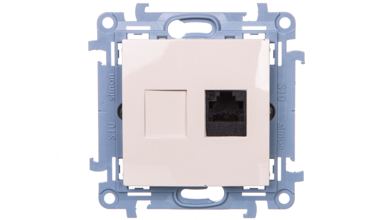 Simon 10 Gniazdo komputerowe pojedyncze RJ45 kat.6 kremowy C61.01/41